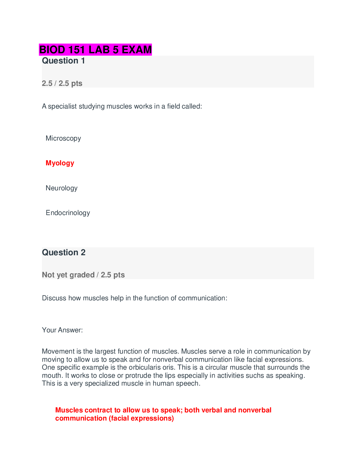 Preview image for BIOD 151 (A & P 1) LAB 5 EXAM QUESTIONS AND ANSWERS RATED A+ (Portage Learning)